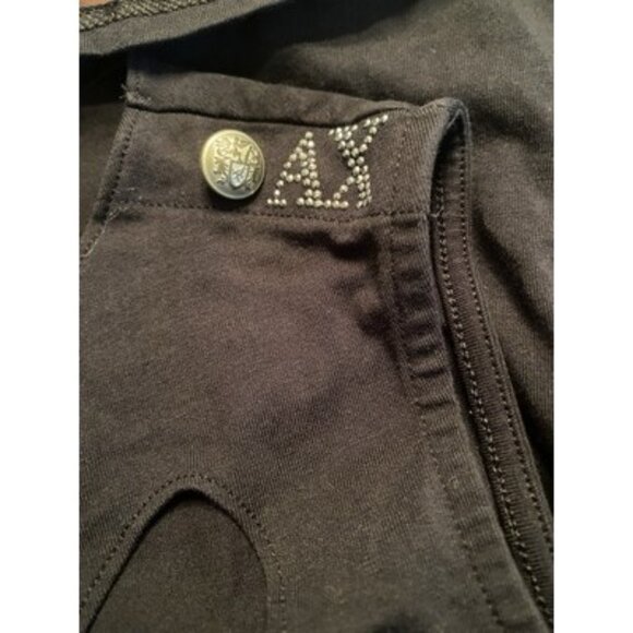 Armani Exchange Blouse Top Womens Small Black Crisscross Keyhole Short Sleeve - Picture 4 of 4